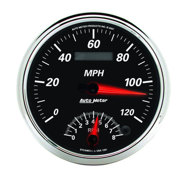 Autometer 1291 - Combinación de tacómetro y velocímetro de 5", 8000 rpm/193 km/h, eléctrico, color negro de diseño II