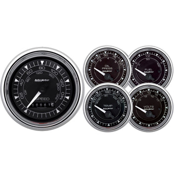 Autometer 9708 5 PC. GAUGE KIT, 3-3/8" & 2-1/16", ELEC. SPEEDOMETER, CHRONO CHROME