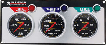 All Star Performance ALL80123 3 Gauge Panel A/M OP/WT/FP Liquid Filled ALL80123
