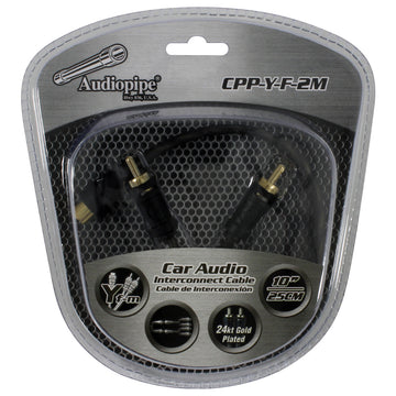 Audiopipe CPPYF2M 24kt Gold Plated Interconnect Cable 10"