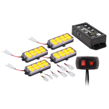 Heise HE-MUSTR-GRA Amber Grille Strobe Kit - 8 LED, 4-Pack