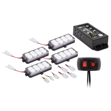 Heise HE-MUSTR-GRW White Grille Strobe Kit - 8 LED, 4-Pack Heise
