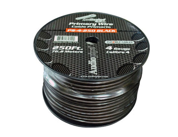 Audiopipe® PS-4BLACK - 4 AWG Single 250' Black Stranded GPT Primary Speaker Wire