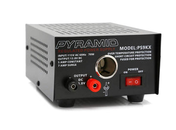 Fuente de alimentación de banco Pyramid PS9KX de 5 amperios con encendedor de coche