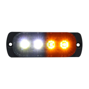 Racesport RS70014W-A Switching 4-LED Ultra Slim Flush Mount 19-Flash Pattern Marker Strobe Light (White/Amber)