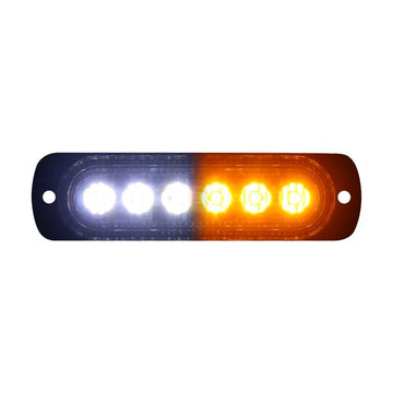 Racesport RS70016W-A White/Amber Switching 6-LED Ultra Slim Flush Mount 19-Flash Pattern Marker Strobe Light