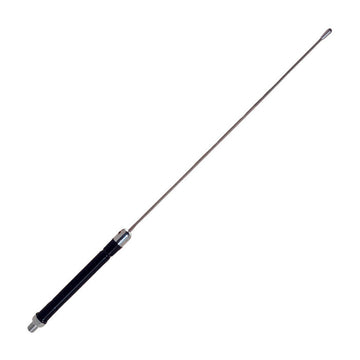 Antena CB Everhardt Tiger C28-0 de 67 pulgadas con base negra y látigo de acero inoxidable