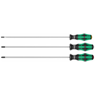 WERA 05347735002 Kraftform Plus Long Shaft Screwdrivers - 300 mm Long Shafts (3 Piece Set) Wera
