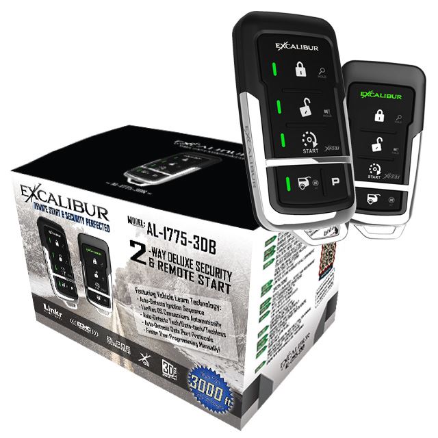 Excalibur AL-1775-3DB - Deluxe LED 2-Way Vehicle Security & Remote Start system with up to 3,000 feet of range. Deluxe LED 2-Way Afco Racing Products