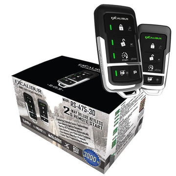 Excalibur RS-475-3D - Deluxe LED 2-Way Remote Start & Keyless Entry system with up to 3,000 feet of range. Deluxe LED 2-Way Hustler
