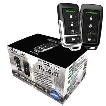 Excalibur RS-375-3DB - Deluxe 1-Way Remote Start & Keyless Entry system with up to 3,000 feet of range. Deluxe 1-Way