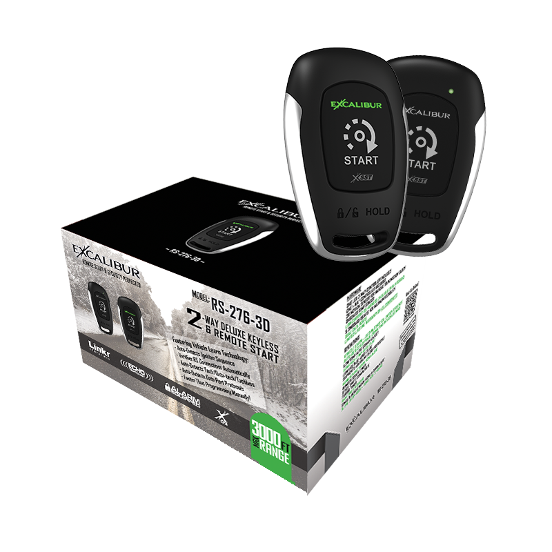 Excalibur RS-276-3D - 3,000 feet 1-Button Remote Start Keyless Entry System. 1-Button 2-Way