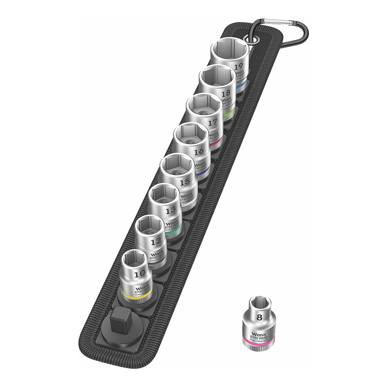 Wera 05003973001 Belt B 4 Zyklop Socket Set, 3/8", 9 Pcs Wera