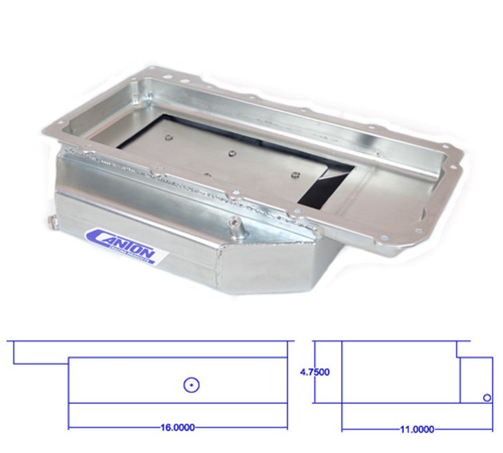 Canton Racing Products 11-280 GM LS1 Open Chassis Steel Circle Track Rear Sump Pan Canton