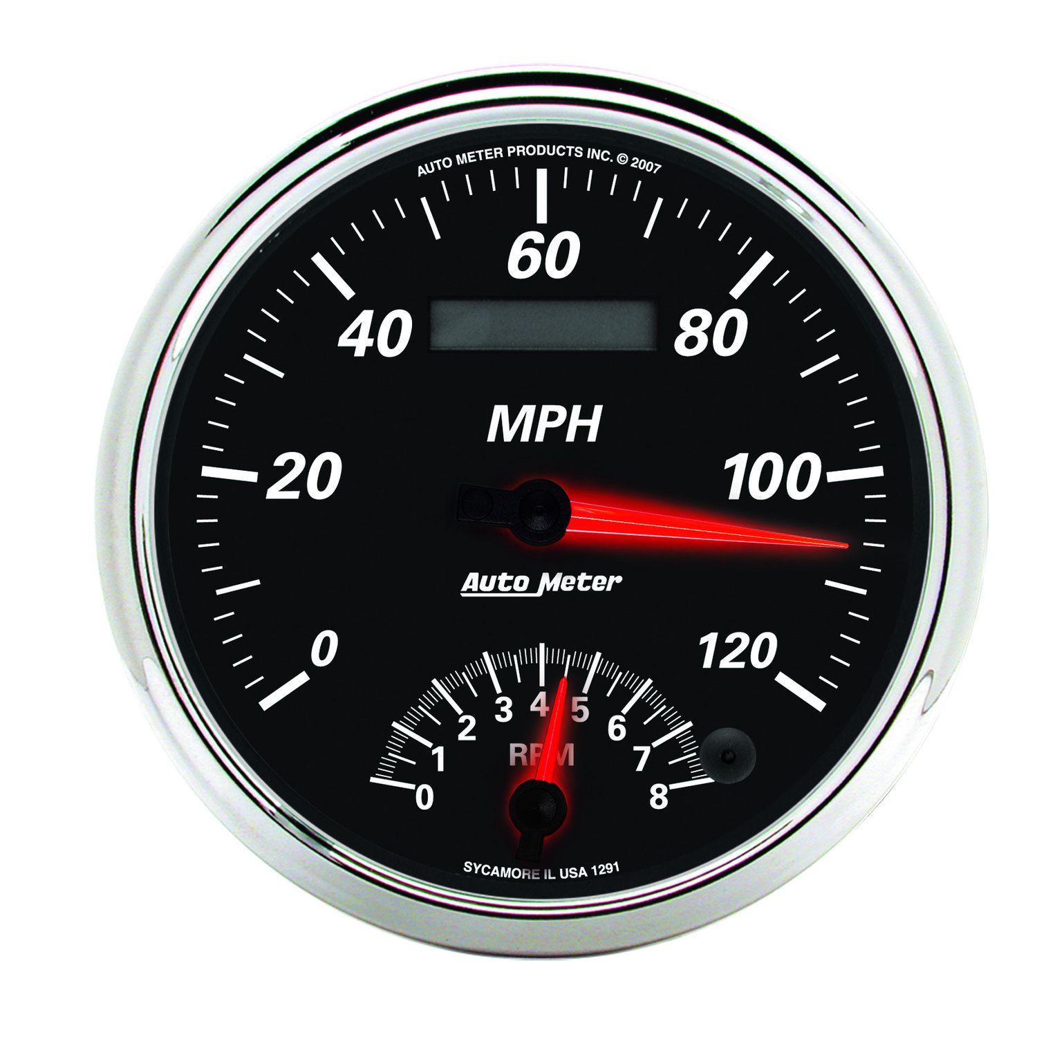 Autometer 1291 - Combinación de tacómetro y velocímetro de 5", 8000 rpm/193 km/h, eléctrico, color negro de diseño II