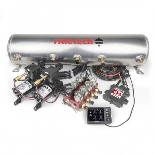 Sistema de control de suspensión neumática RideTech 30534700 RidePro E5 | Compresor doble de 5 galones - ALTO FLUJO - Válvulas Big Red de 3/8″