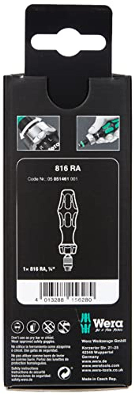 Wera 05051461001 Kraftform 816 RA Bitholding Ratcheting Screwdriver, 1/4" Head Wera