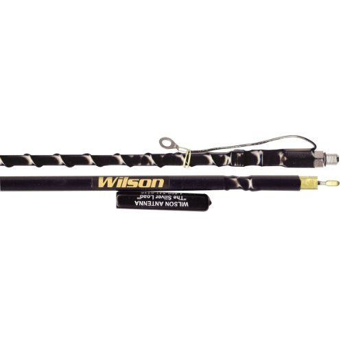 Wilson Antennas 4FT Silver Load Fiberglass Whip 305-486 Top Loaded CB Antenna with Tunable Tip, AM|FM Ready, Black Wilson