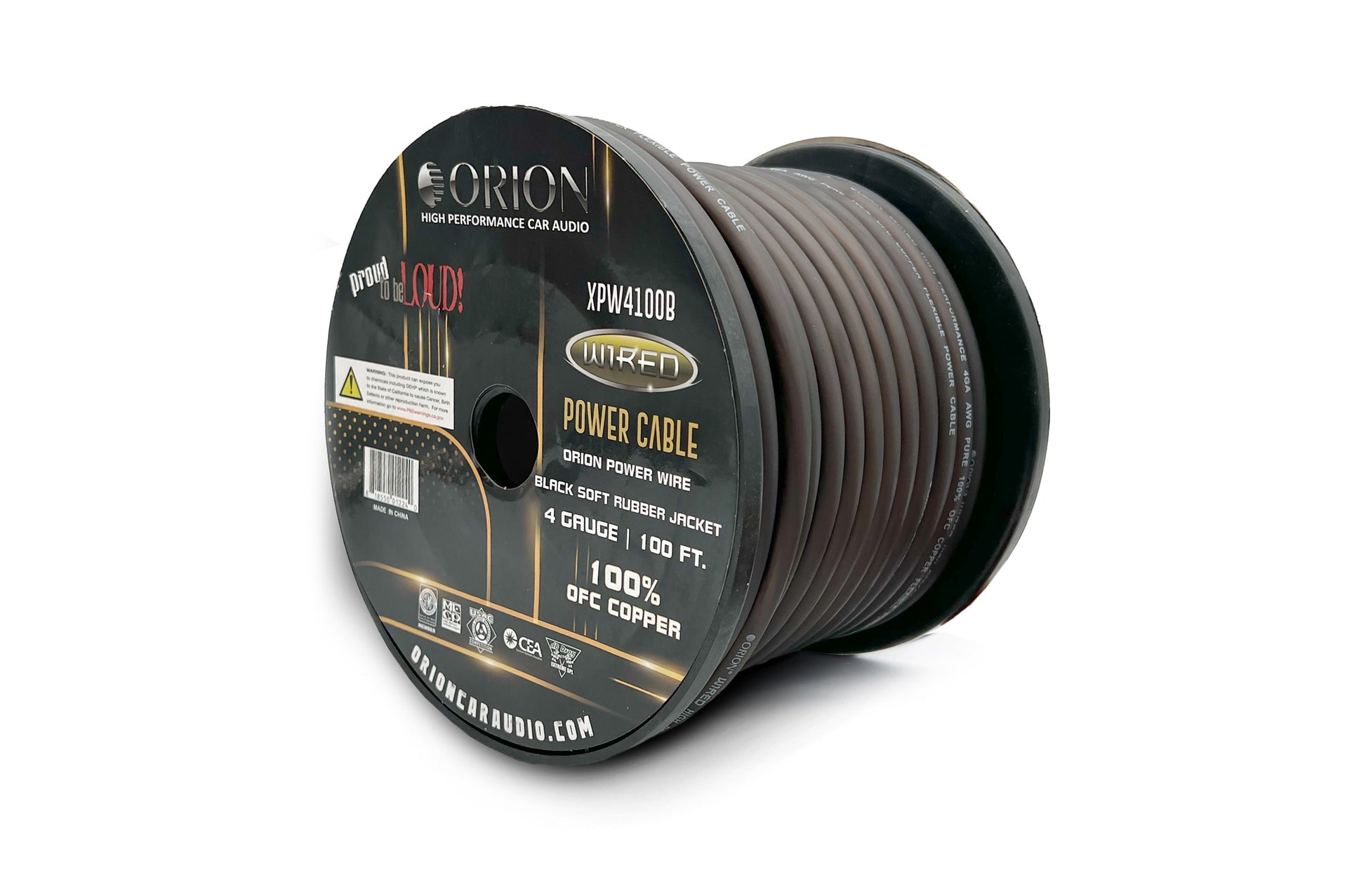Orion XPW4100B Orion XPW4100B 4 Gauge 100% OFC Power Wire 100ft Pure Copper Amp Battery Cable (Black) Orion