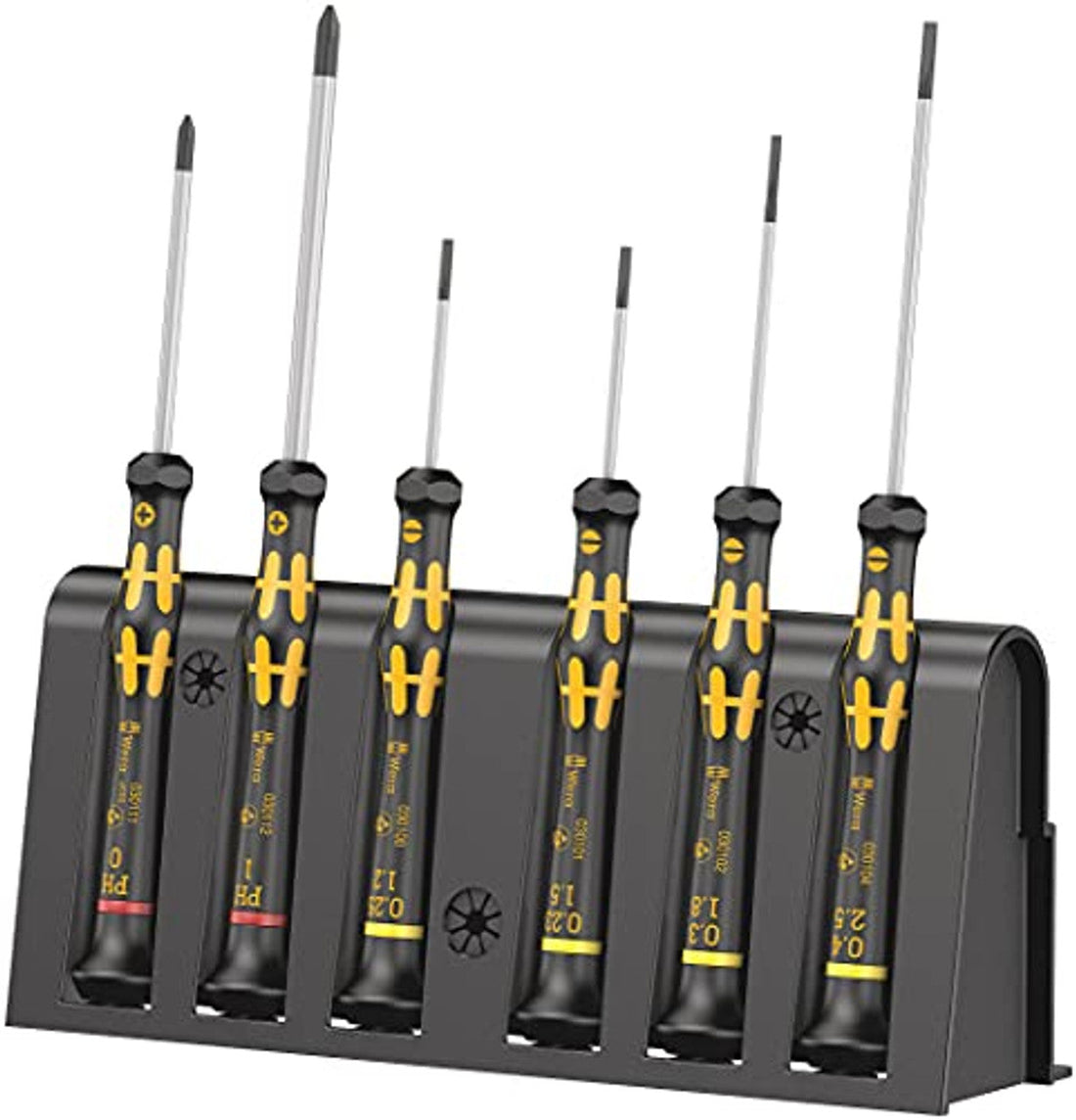Wera 05030170001 1578 A/6 Electronics Screwdriver Set and Rack, 6-Piece Set Wera