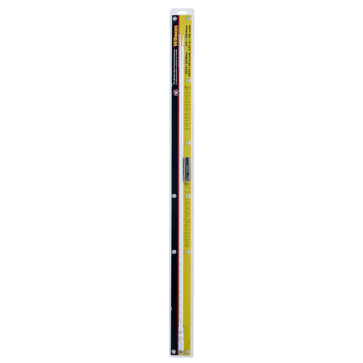 Wilson Antennas 305-485 CB Antenna Silver Load FGT Series 3'Fiberglass Whip Antenna, AM|FM Ready, White Wilson