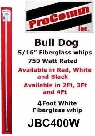 Procomm JBC400W 4 ft. Fiberglass Whip Antenna - White ProComm