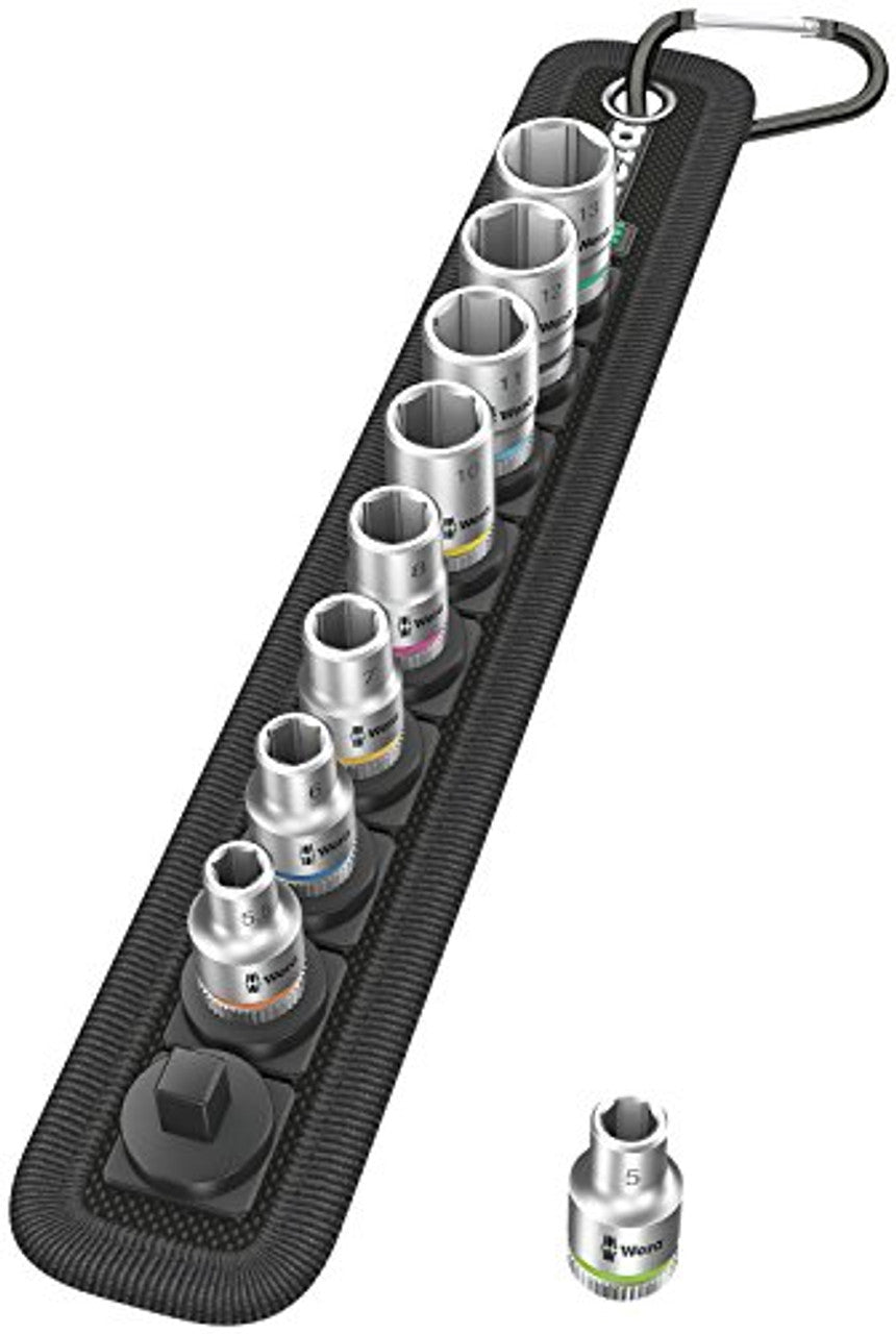 Wera 05003883001 Belt 4 Zyklop Socket Set, 1/4" Drive (Pack of 9) Wera