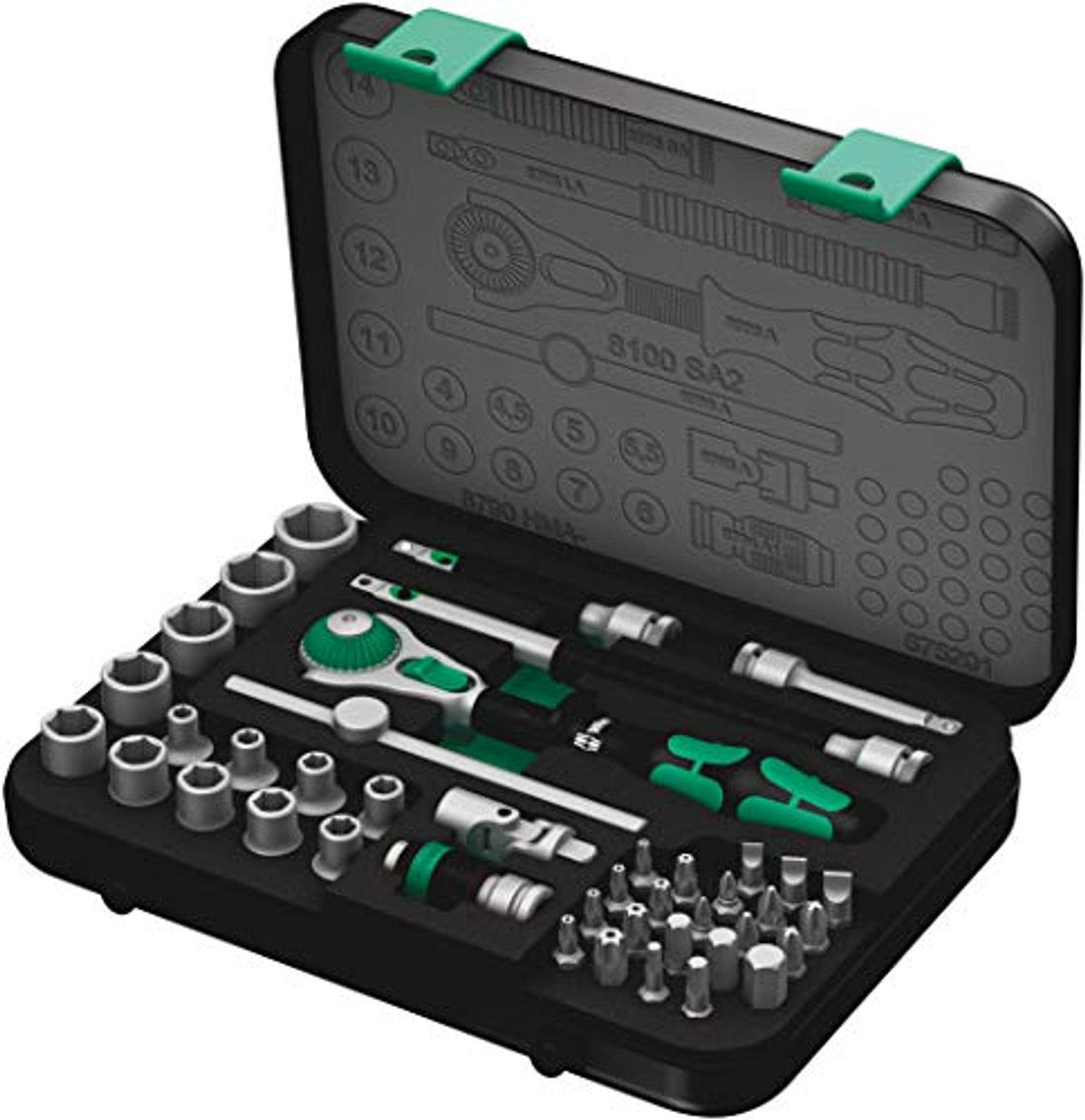 Wera 05003533001 8100 SA 2 Zyklop 1/4" Metric Ratchet Set, 42-Pieces Wera