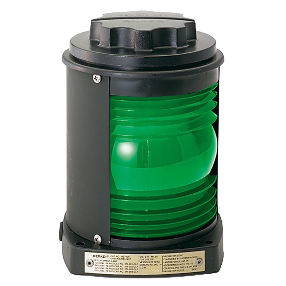 Perko 1127GA0BLK Side Light - Black Plastic, Green Lens Perko