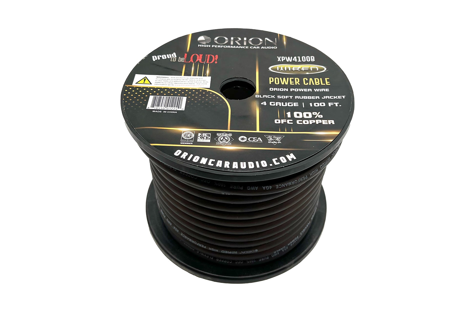 Orion XPW4100B Orion XPW4100B 4 Gauge 100% OFC Power Wire 100ft Pure Copper Amp Battery Cable (Black) Orion