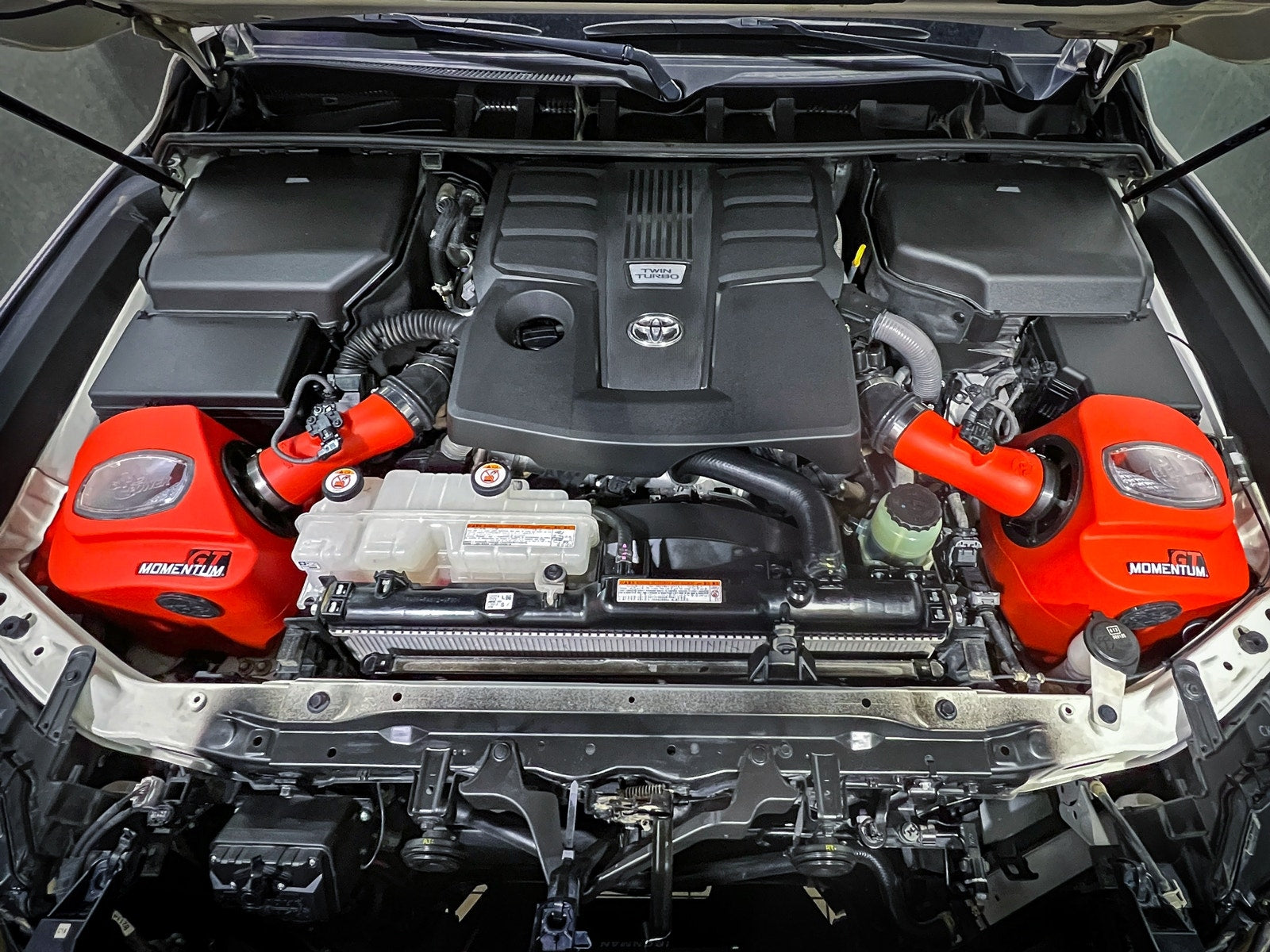aFe Power 50-70091DR Momentum GT Red Edition Cold Air Intake System w/ Pro DRY S Filters (Toyota Land Cruiser (J300) 22-24 V6-3.4L (tt)) Husky Liners