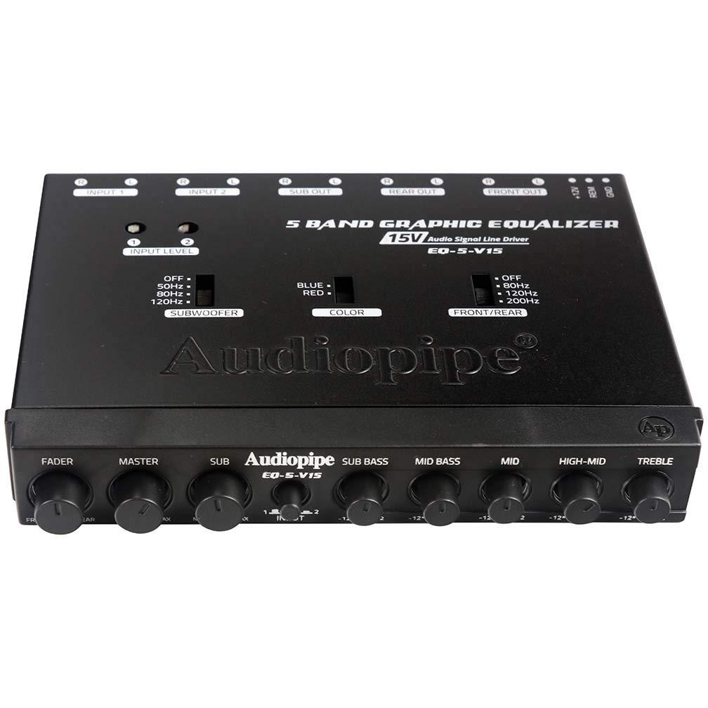 Audiopipe EQ-5-V15 5 Band Graphic Equalizer with Subwoofer Control AUDIOPIPEMAP