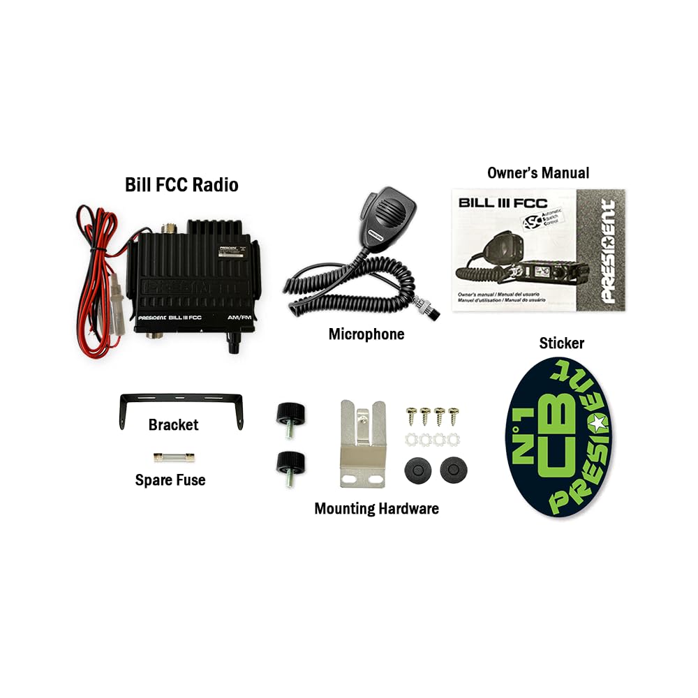 President Bill III (Bill 3) FCC AM/FM Ultra-Compact with P Channels, NRC, Weather Channel CB Radio. (TXUS201) President