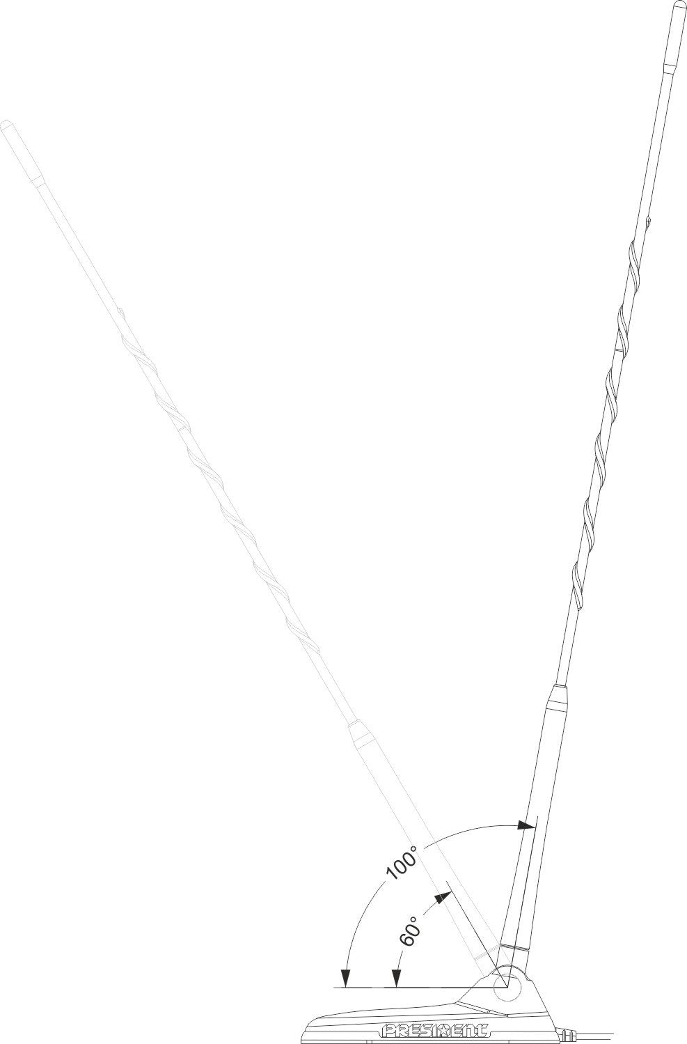 President New Virginia - Magnetic Mount CB Radio Antenna with Adjustable Angled Whip, Easy to Install President