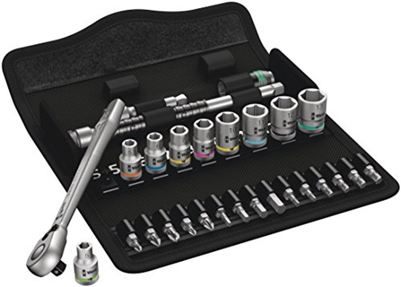 Wera 05004018001 8100 SA 8 Zyklop Metal Ratchet Set w/ Switch Lever, 1/4" Drive Wera