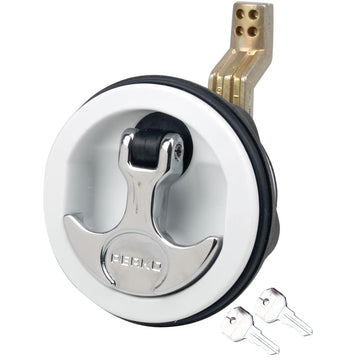 Perko 1091DP1WHT Surface Mount & Latch - White Body, Chrome Handle, Offset Cam Bar, 3/4" - 2-3/8" Perko