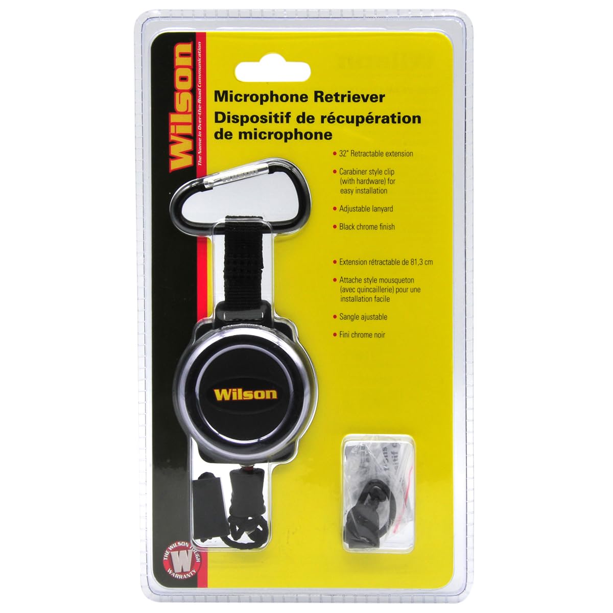 Wilson CB Microphone Retriever 305MRBC - Adjustable Mic Lanyard and Hardware Mounting Kit - Black Chrome Finish Wilson