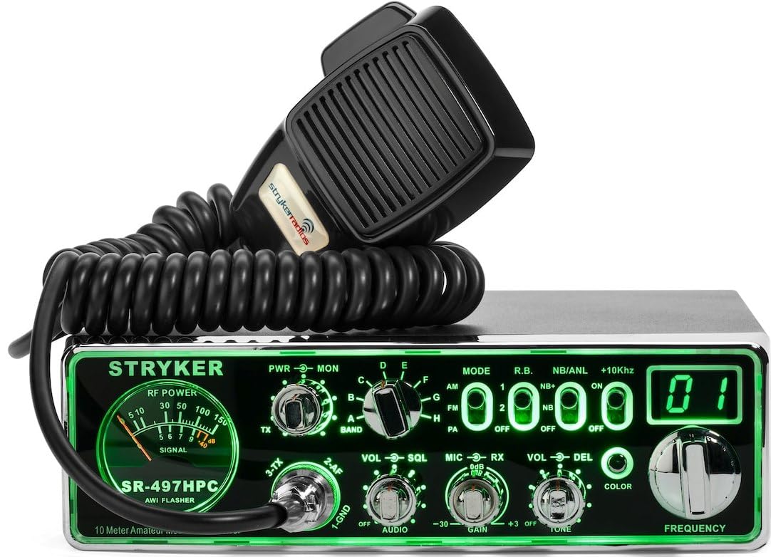 Stryker SR-497HPC 10 Meter Radio, High Power 100+ Watts PEP Power Output, Brilliant 12 Color Black Light Front Panel, Up-Armored Receiver, Variable Talk Back Control, Two Different Roger Beeps Stryker