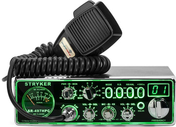 Stryker SR-497HPC 10 Meter Radio, High Power 100+ Watts PEP Power Output, Brilliant 12 Color Black Light Front Panel, Up-Armored Receiver, Variable Talk Back Control, Two Different Roger Beeps