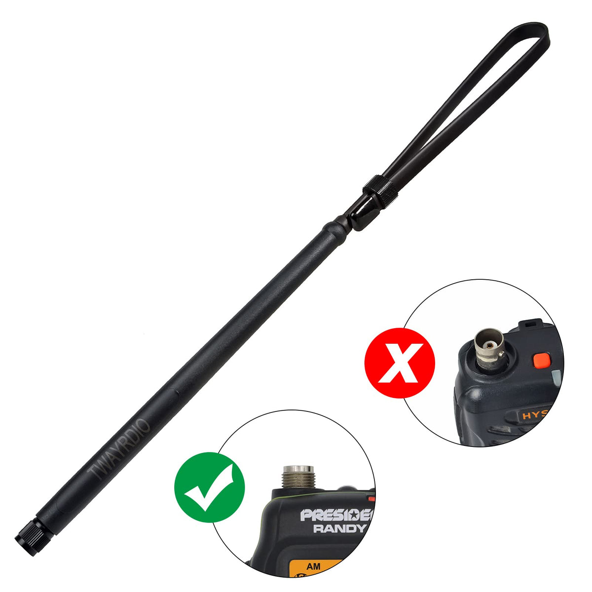 TWAYRDIO Tactical CB Antenna TNC Upgrade for President Randy, Randy II FCC TWAYRDIO