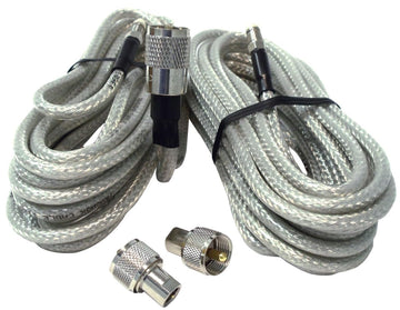 Procomm PR12SD8XN13 12 ft. RG8X Dual Lead Co-Phase Coax Cable with Clear Jacket & Quick-On PL259 Nip Connectors Procomm
