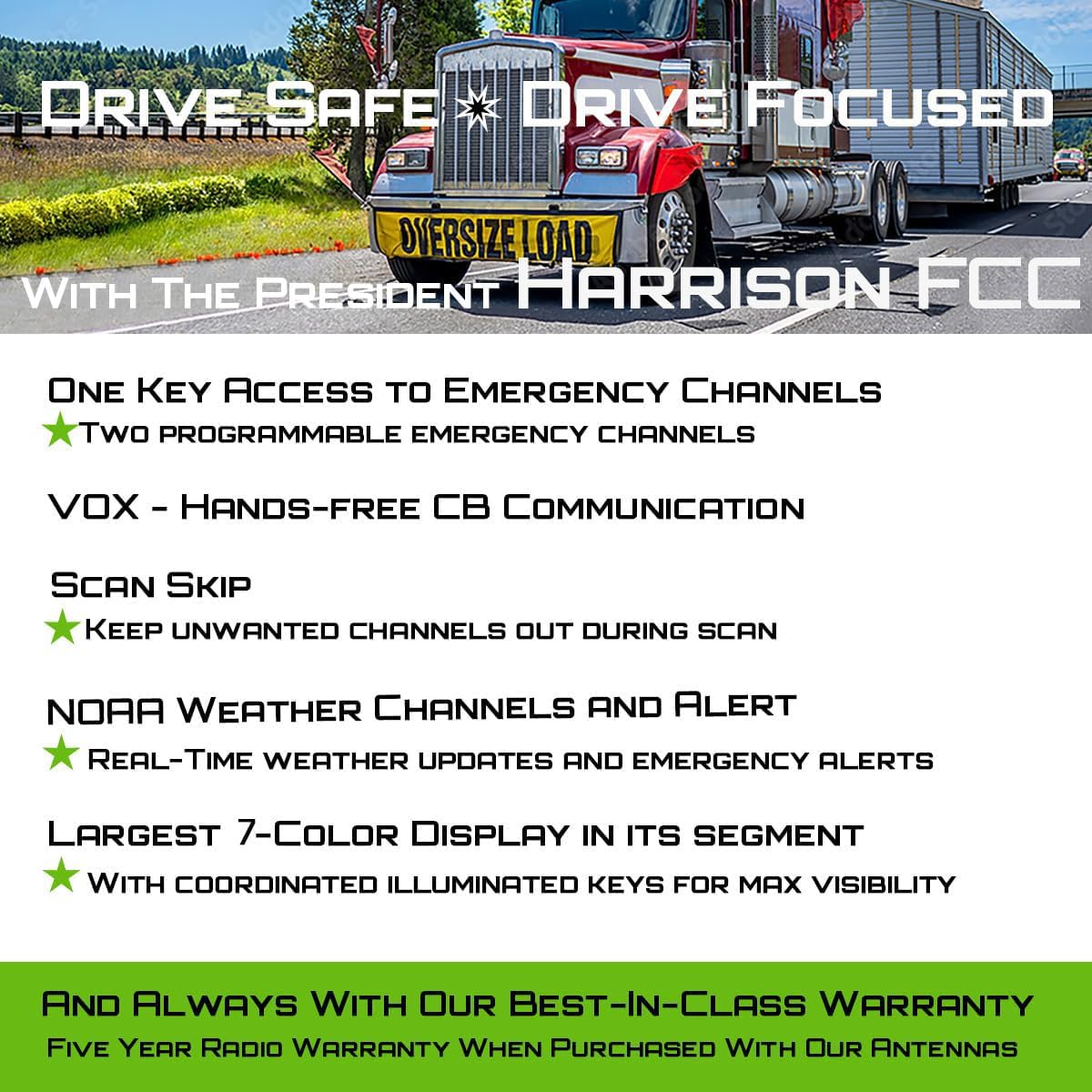 President Harrison FCC AM/FM Mobile CB Radio with CTCSS/DCS President
