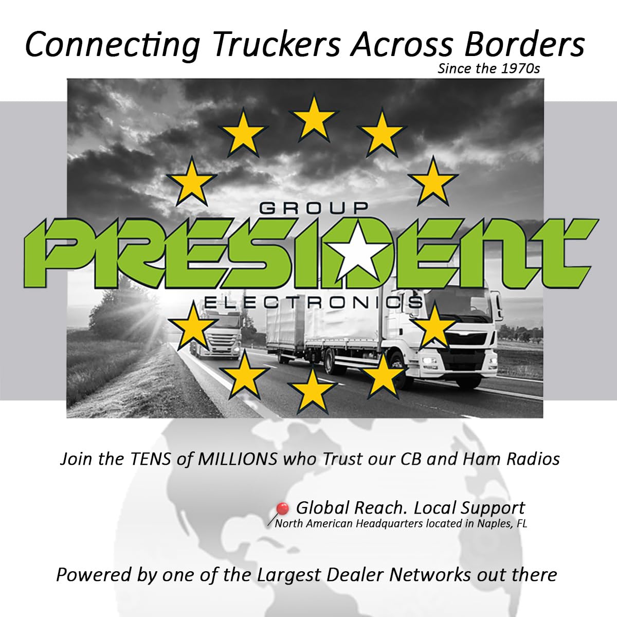 President Harrison FCC AM/FM Mobile CB Radio with CTCSS/DCS President