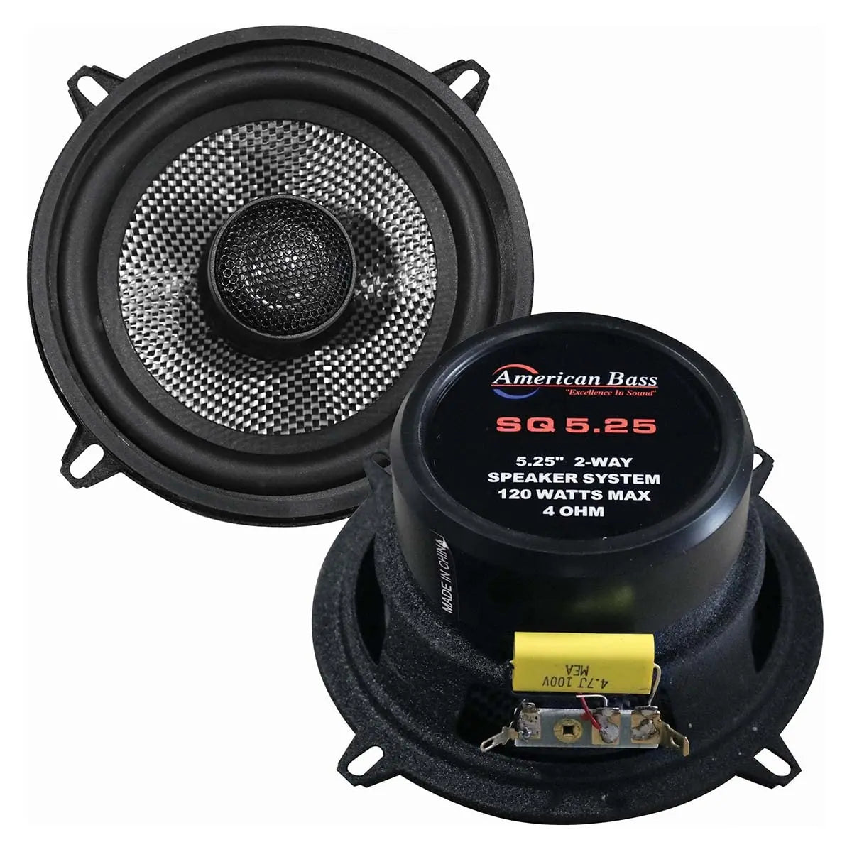 American Bass SQ 5.25 MidRange Speakers (Pair) American Bass Usa