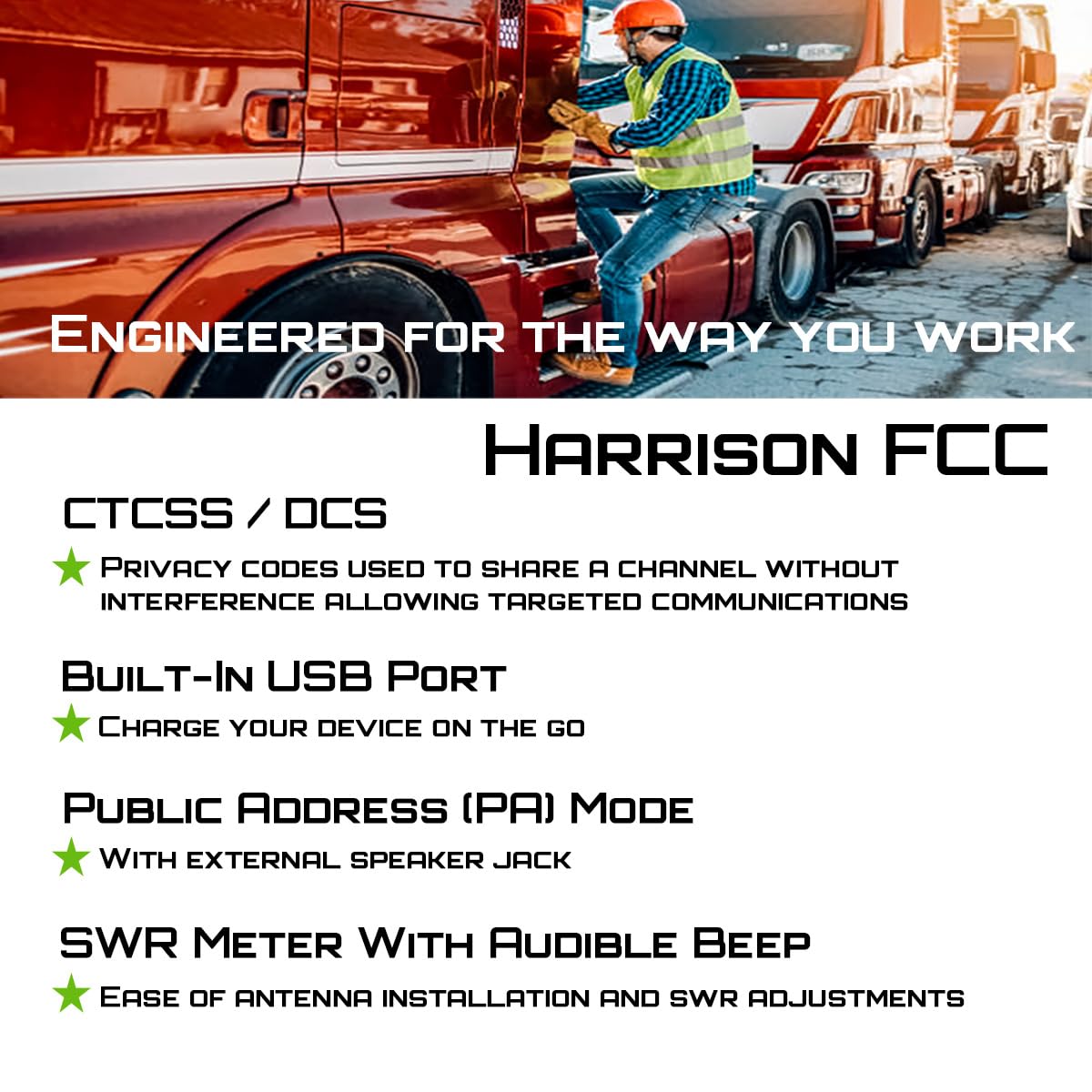 President Harrison FCC AM/FM Mobile CB Radio with CTCSS/DCS President