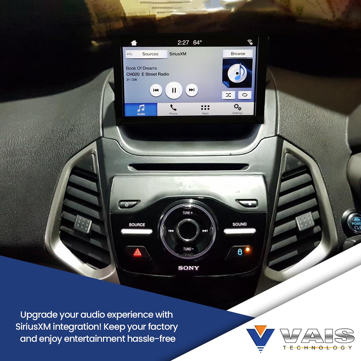 Vais Technology GSR-FD04 Use SiriusXM's satellite radio tuner with the factory radio in select 2021-up Ford models Vais Technology