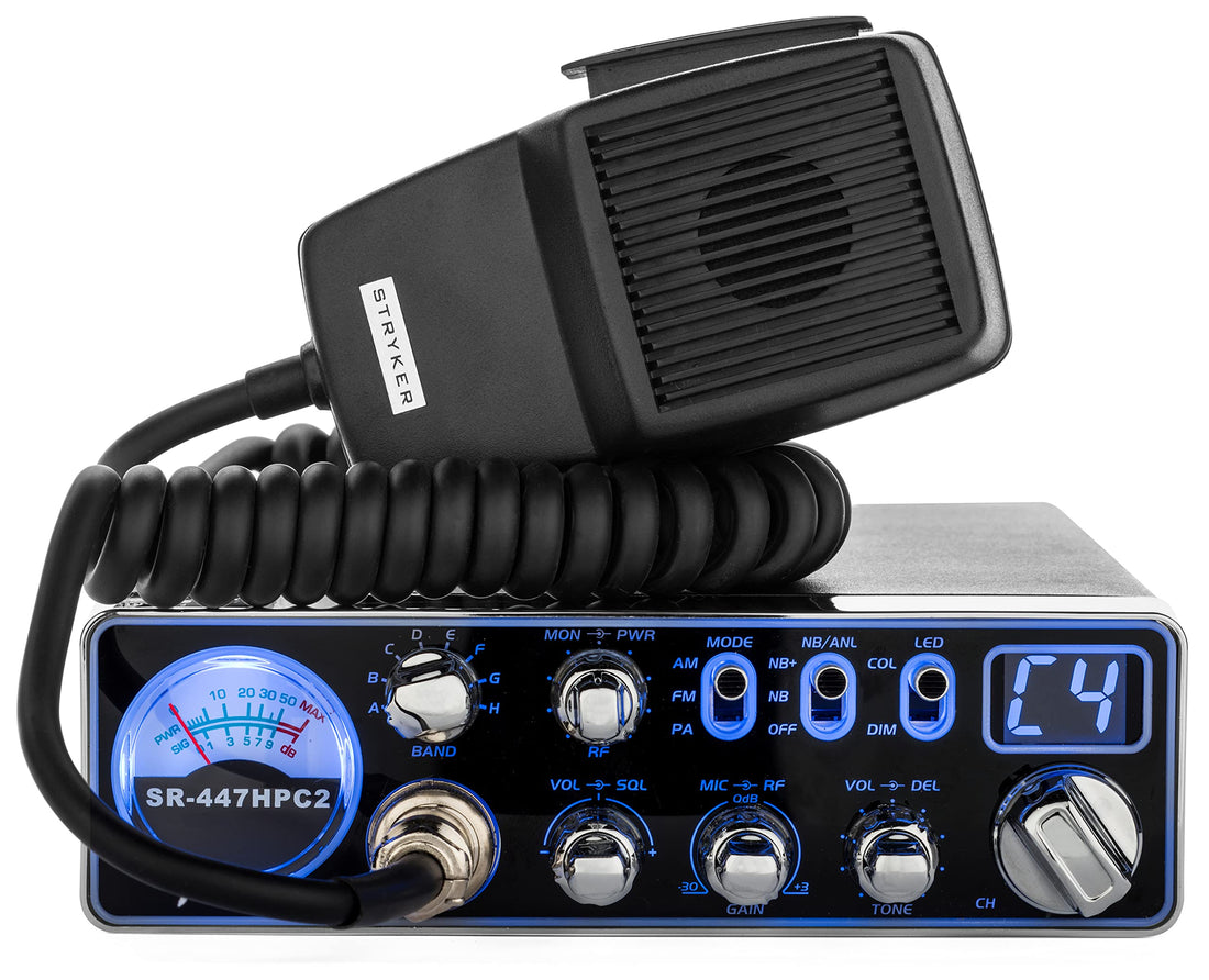 Stryker SR-447HPC2 Heavy-Duty 10 Meter Radio, Brilliant 7-Color LED-Backlit Faceplate with Dimmer, Compact Design Fit in New Trucks, Loud & Clear Receiver, High Power 55+ Watts PEP Stryker