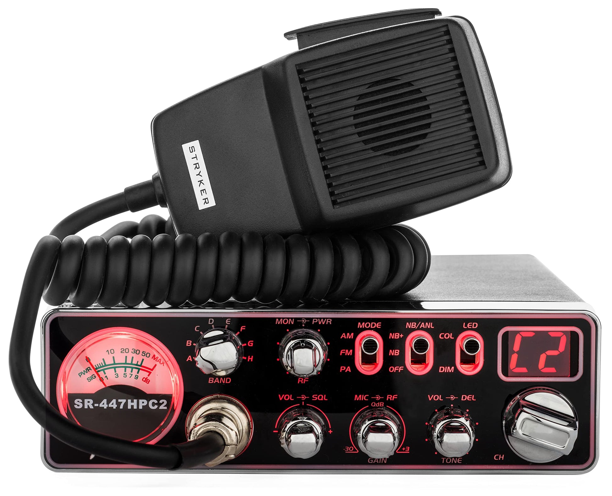 Stryker SR-447HPC2 Heavy-Duty 10 Meter Radio, Brilliant 7-Color LED-Backlit Faceplate with Dimmer, Compact Design Fit in New Trucks, Loud & Clear Receiver, High Power 55+ Watts PEP Stryker