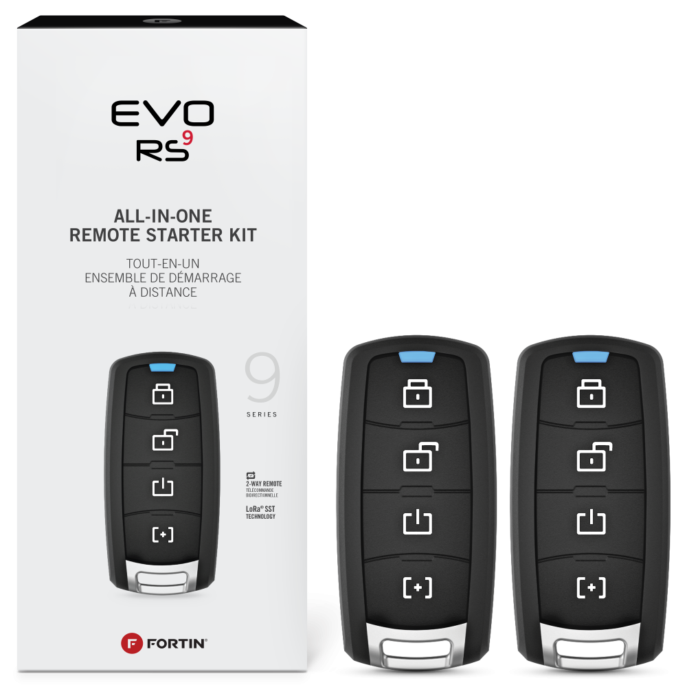 Fortin EVO-ONE-942 2-way long-range RF kit included all-In-one remote starter kit with 2 4-button remotes. Fortin