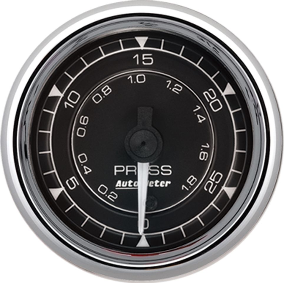 Motor paso a paso digital Autometer 9764 de 2-1/16" con presión de 30 psi y cronómetro cromado